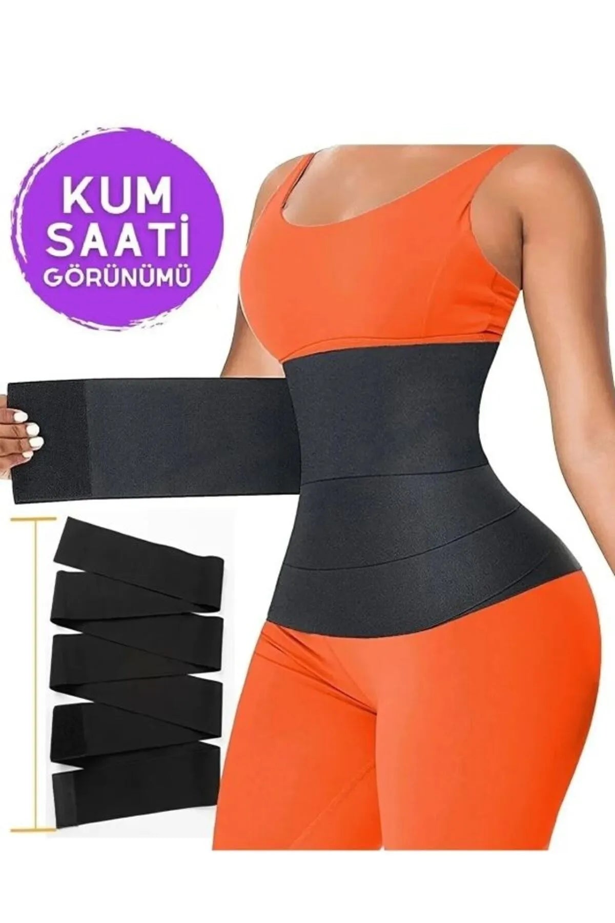Inceltici Sıkılaştırıcı Bele Dolamalı Kum Saati Görüntüsü Veren Sarma Bel Bandajı Korse (3 Metre)